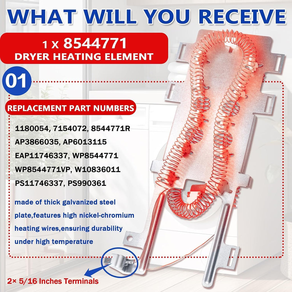 WED8300SW0 WED7800XW0 Dryer Heating Element Fit for Whirl-pool WED85HEFW0