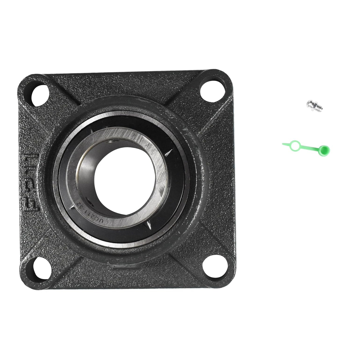 HQRP 2-Pack UCF211-32 Pillow Block Bearing 2-inch Bore, 4-Bolt Flange Mounted, Solid Base, Self-Alignment, Square