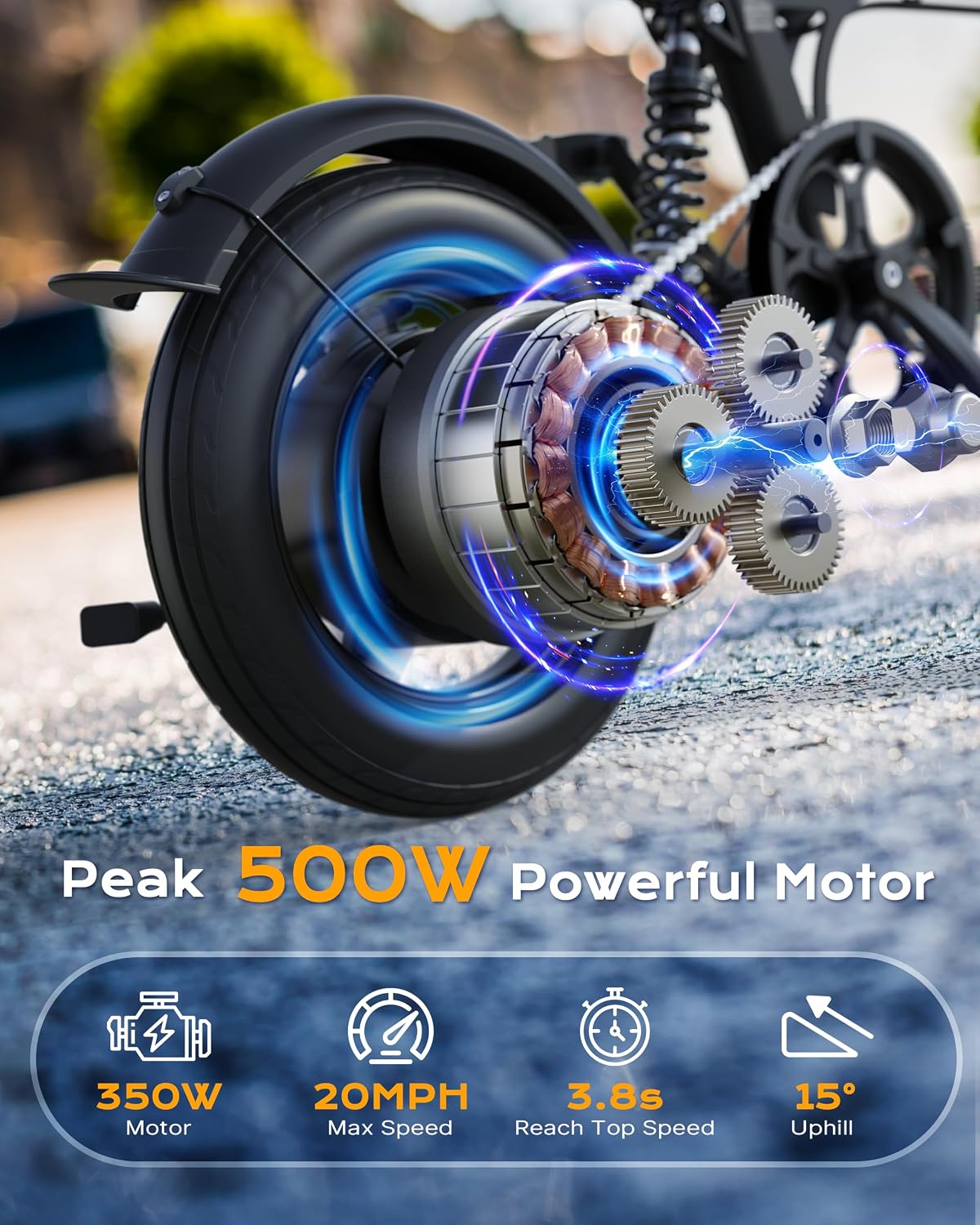 14'' Folding Electric Bike for Adults, Peak 500W Ebike | 36V Battery | 3 Riding Modes | UL2849 Certified Foldable
