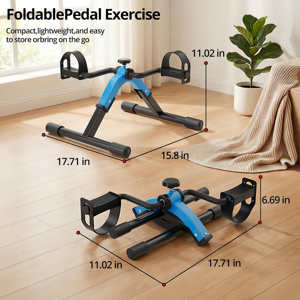 RYGEO Pedal Exerciser Under Desk Bike for Arms and Legs Workout, Lightweight & Foldable Mini Exercise Bike for Sedentary Officer & Seniors