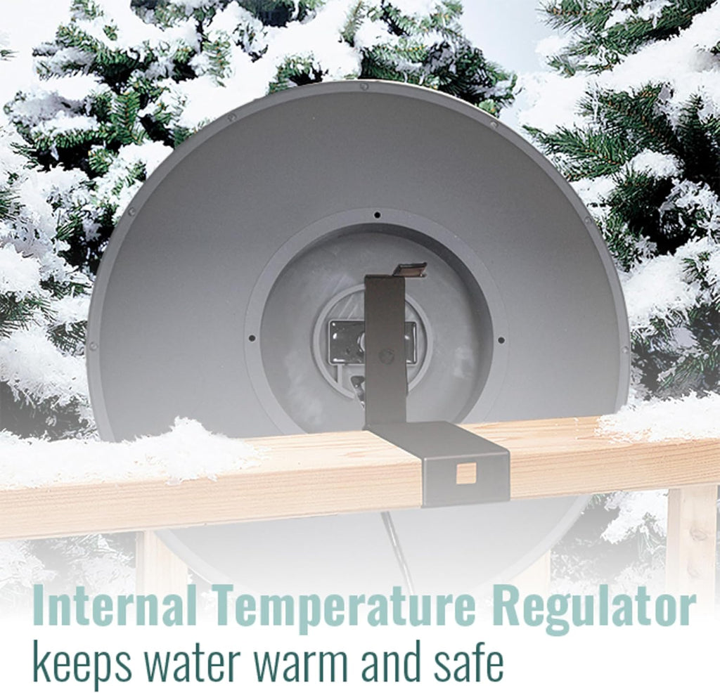 Wild Bird Lover's Heated Bird Bath w/Deck Rail Mounting Brackets, 20in