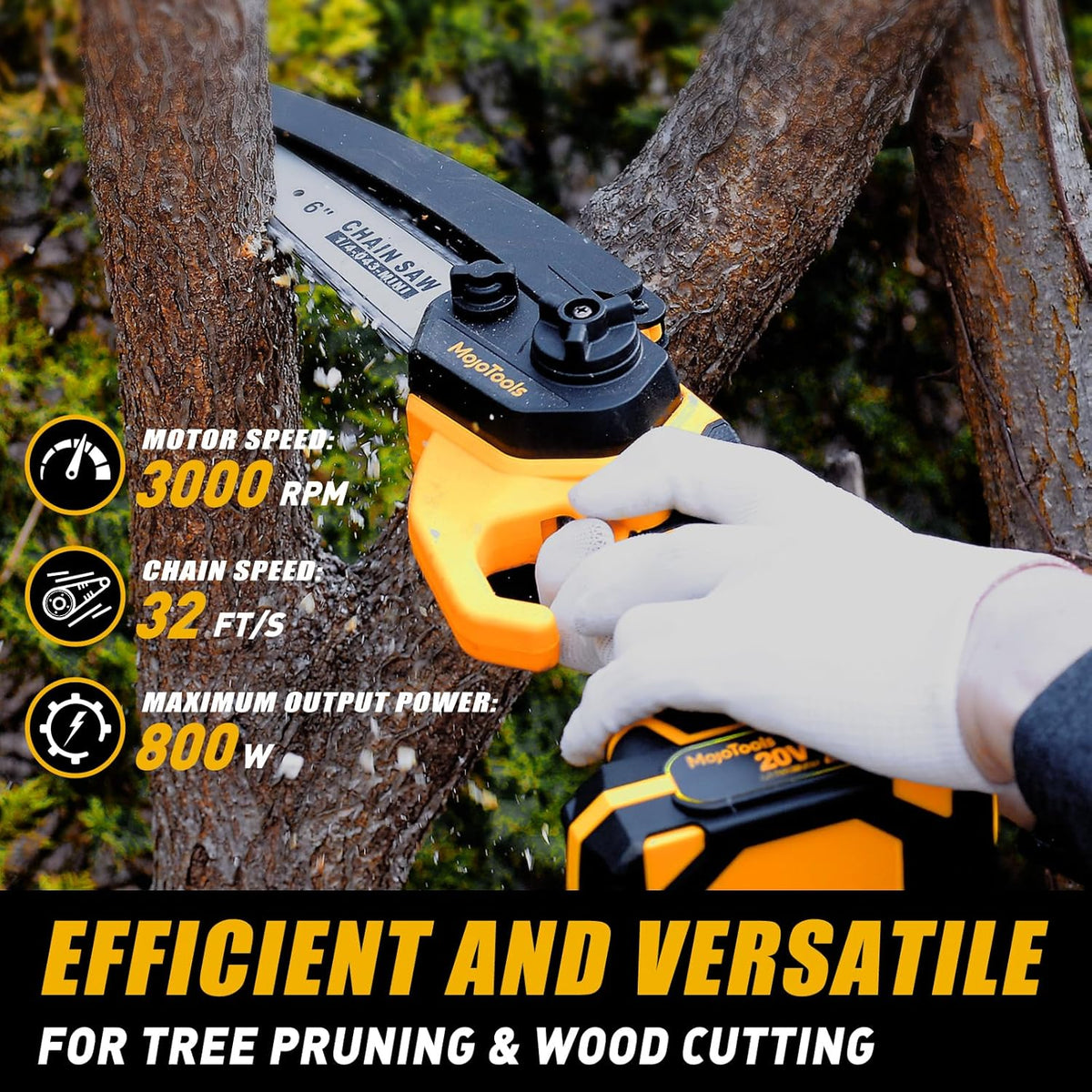 2-in-1 Cordless Mini Chainsaw & Pole Saw – 15FT Extendable Tree Trimmer | 20V Battery-Powered, Lightweightv,Gift for