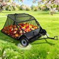 44 Inch Tow Behind Lawn Sweeper| 44 in Pull Behind Lawn Sweeper| 25 cu. ft Large Capacity Leaf & Grass Collector|