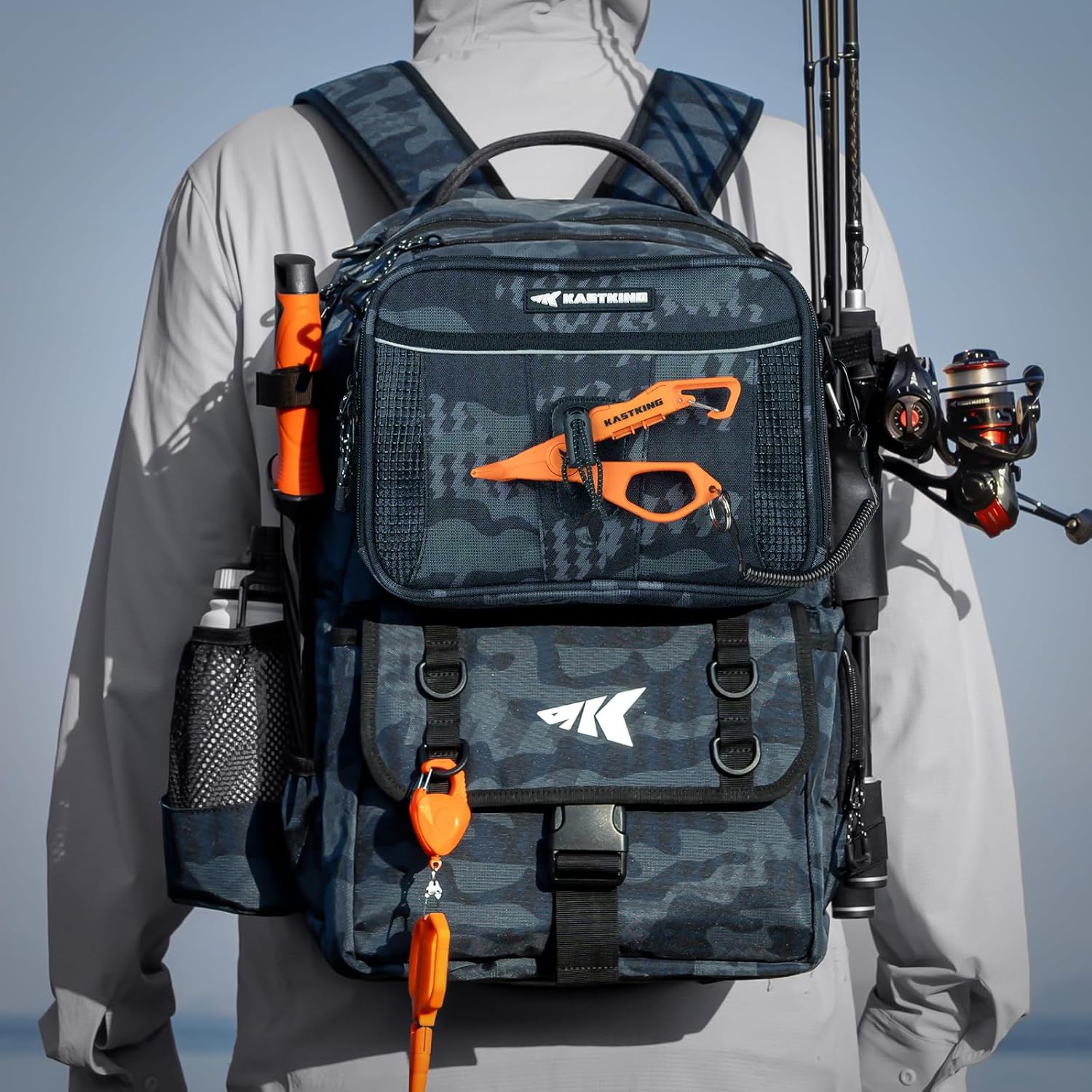 BaitSpace Fishing Tackle Backpack with Removable Bait Binder,2 Rod Holders Storage Fishing Gear and Equipment | 50L