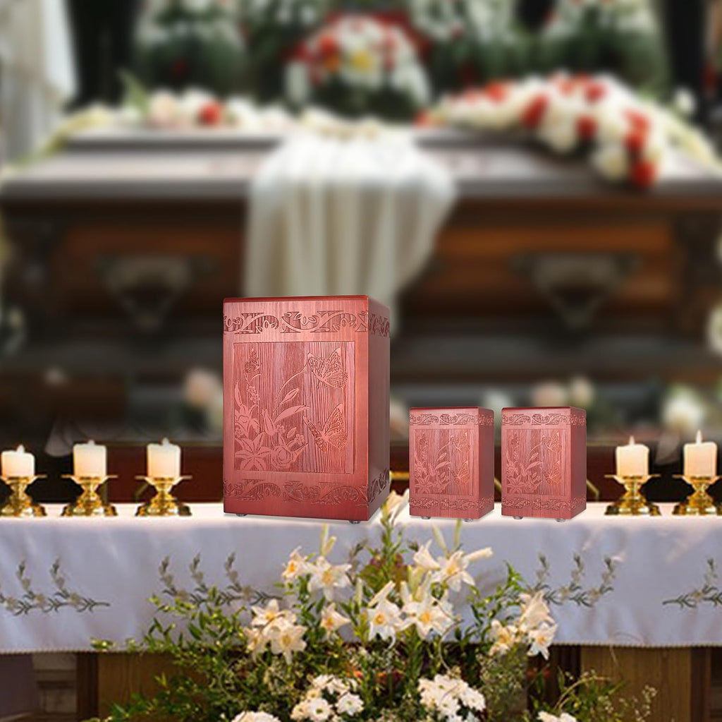 Wooden Cremation Urn for Human, Wood Handmade Engraved Decorative Box, Funeral Urns for Adult Male Female Burial or