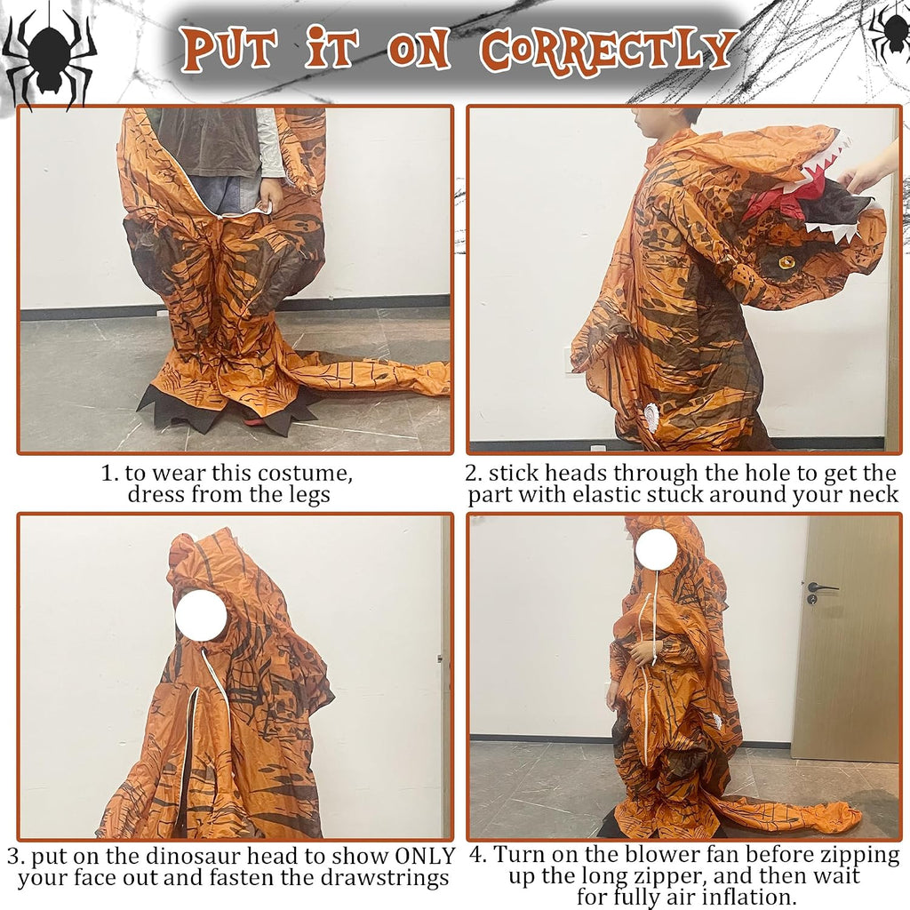 Inflatable T-Rex Costume for Boys Girls Dinosaur Themed Party Trick or Treat Activity
