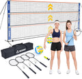 3-in-1 Badminton Volleyball Pickleball Net Set Adjustable Height | Backyard Outdoor Games, 17FT Portable Net, Height