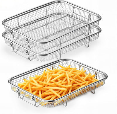 11.8 Inch Air Fryer Basket for Oven, Air Fryer Rack, 3 Pieces | Food-grade Stainless Steel Air Fryer Accessories for