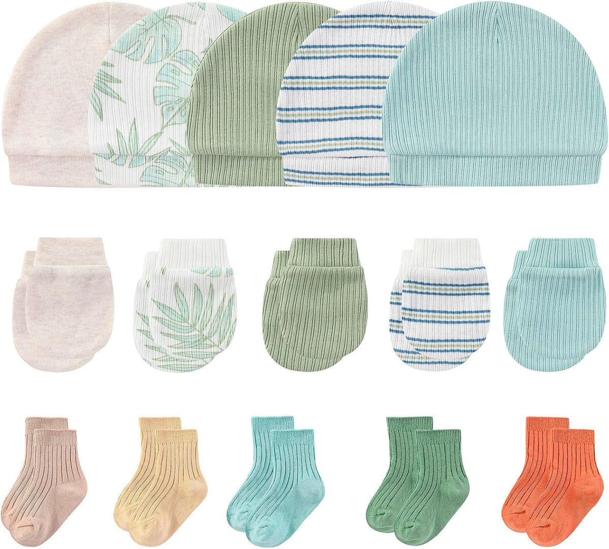 Newborn Layette Gift Set 22-Piece Baby Boy Girl Bodysuits Infant Outfits Essentials and Accessories 0-12 Months