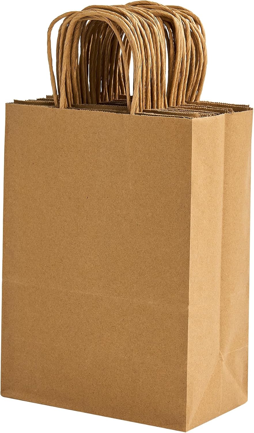 100Pcs Brown Paper Bags with Handles, 8x4.5x10.8 Inch, Medium