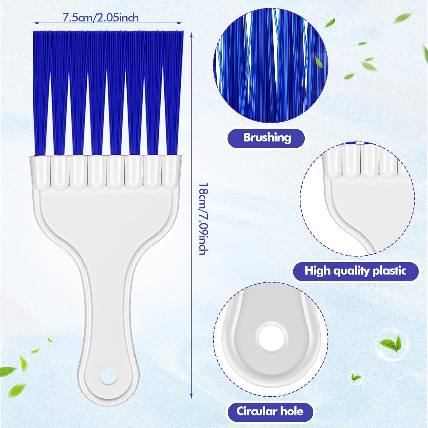 6 Packs Coil Brush Air Conditioner Condenser Refrigerator Cleaning HVAC Coil Cleaner Small Plastic Whisk Brush (Blue)