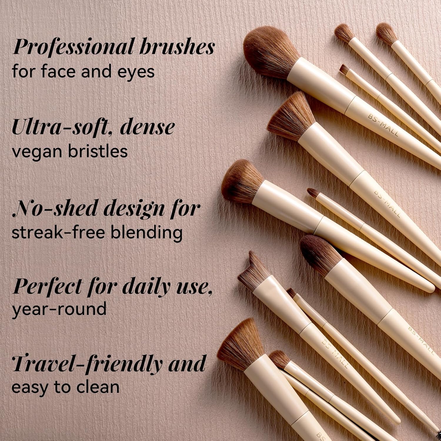 Professional Makeup Brush Set with Travel Case, Soft Synthetic Face & Eye Brushes for Foundation, Concealer, Powder
