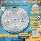 Passover Seder Complete Set Hammered Vienna Collection - Includes Seder Plate, Matzah Tray, Elijah Cup with Saucer