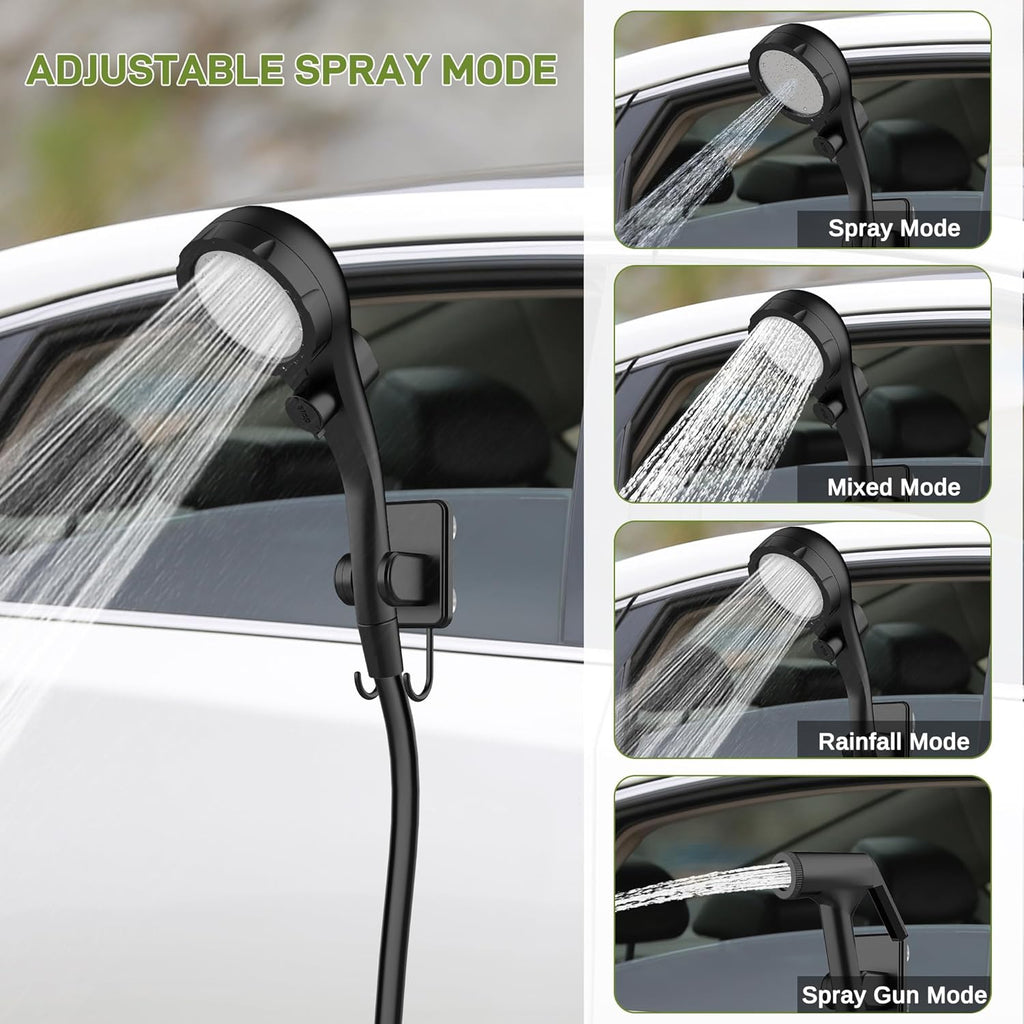 Portable Camping Shower,Upgraded Extra Large Pop Up Privacy Tent Kit with LED Light and Foldable Toilet, 6000mAh LCD
