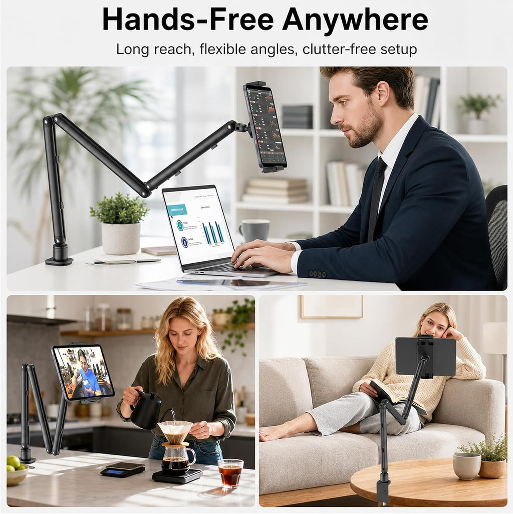 iPad Holder for Desk, Adjustable Tablet Arm iPad Desk Mount with C-Clamp