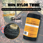 Twisted Tarred Nylon Bank Twine, Black, 1lb Spool - Heavy Duty String for Net Repair, Camping, Trot Line Fishing