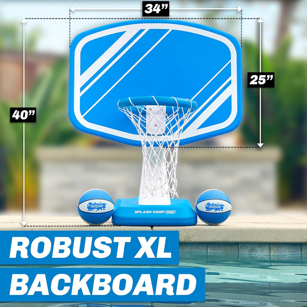 Splash Hoop PRO Pool Basketball Game – Modern Poolside Basketball Hoop with Backboard, Ball & Pump – Swimming Pool