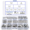 185Pcs M5 Metric Flat Head Hex Socket Cap Screws Bolts and Nuts Kit