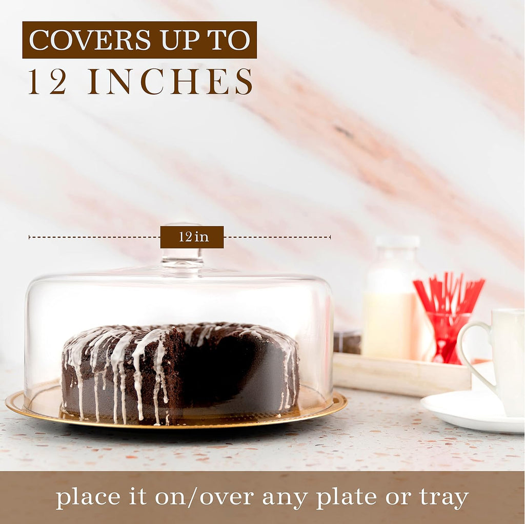 Glass Cake Dome, Cake Cover Lid for Freshness & Display 12"