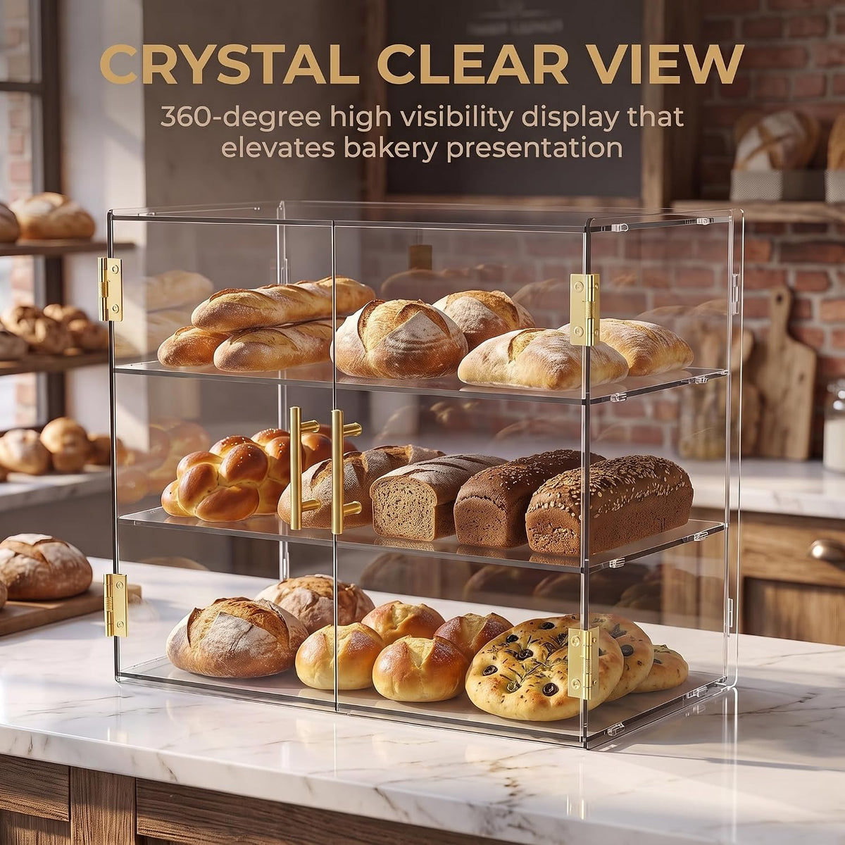 3 Tiers Countertop Bakery Display Case