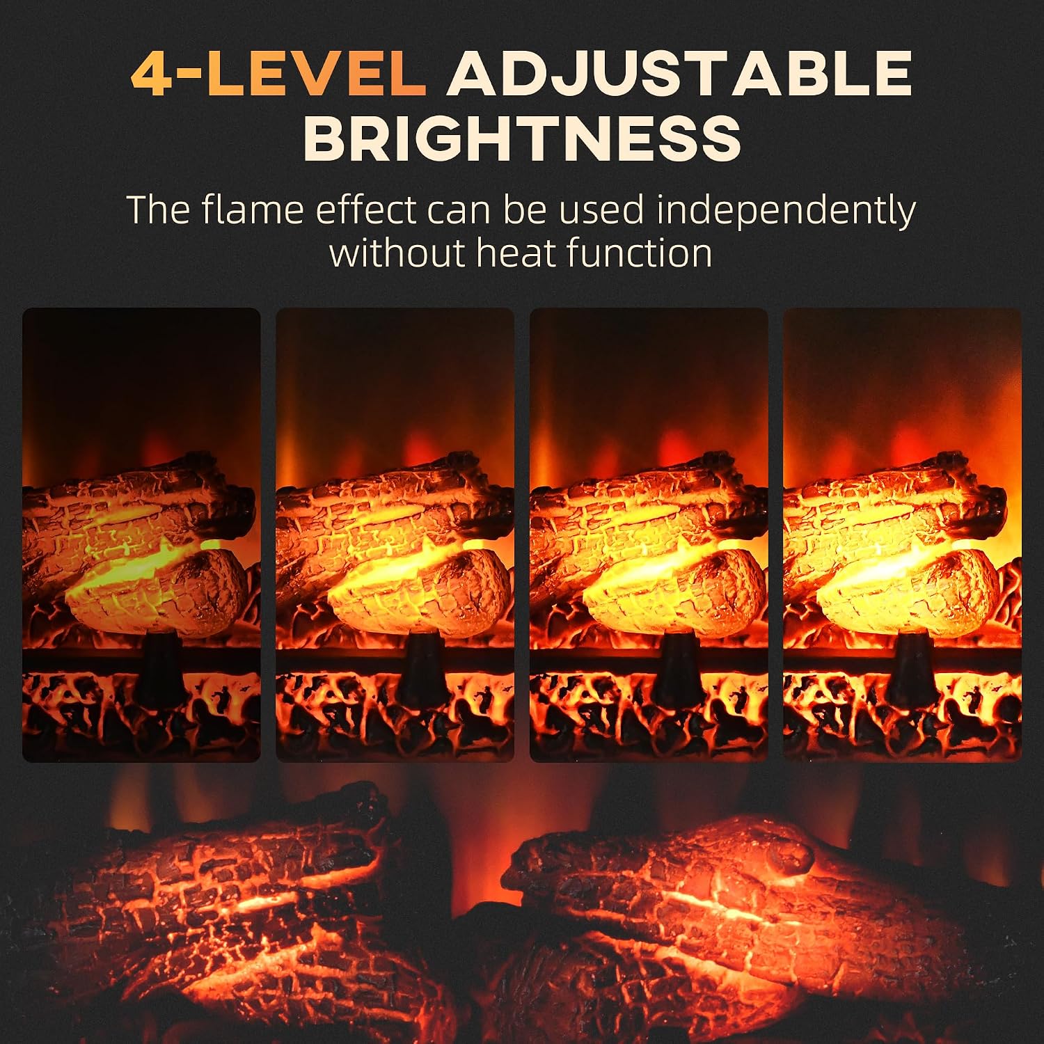 27" Electric Fireplace Insert Retro Fireplace Heater 1400W Black | Recessed, Realistic Log Flame, Remote Control
