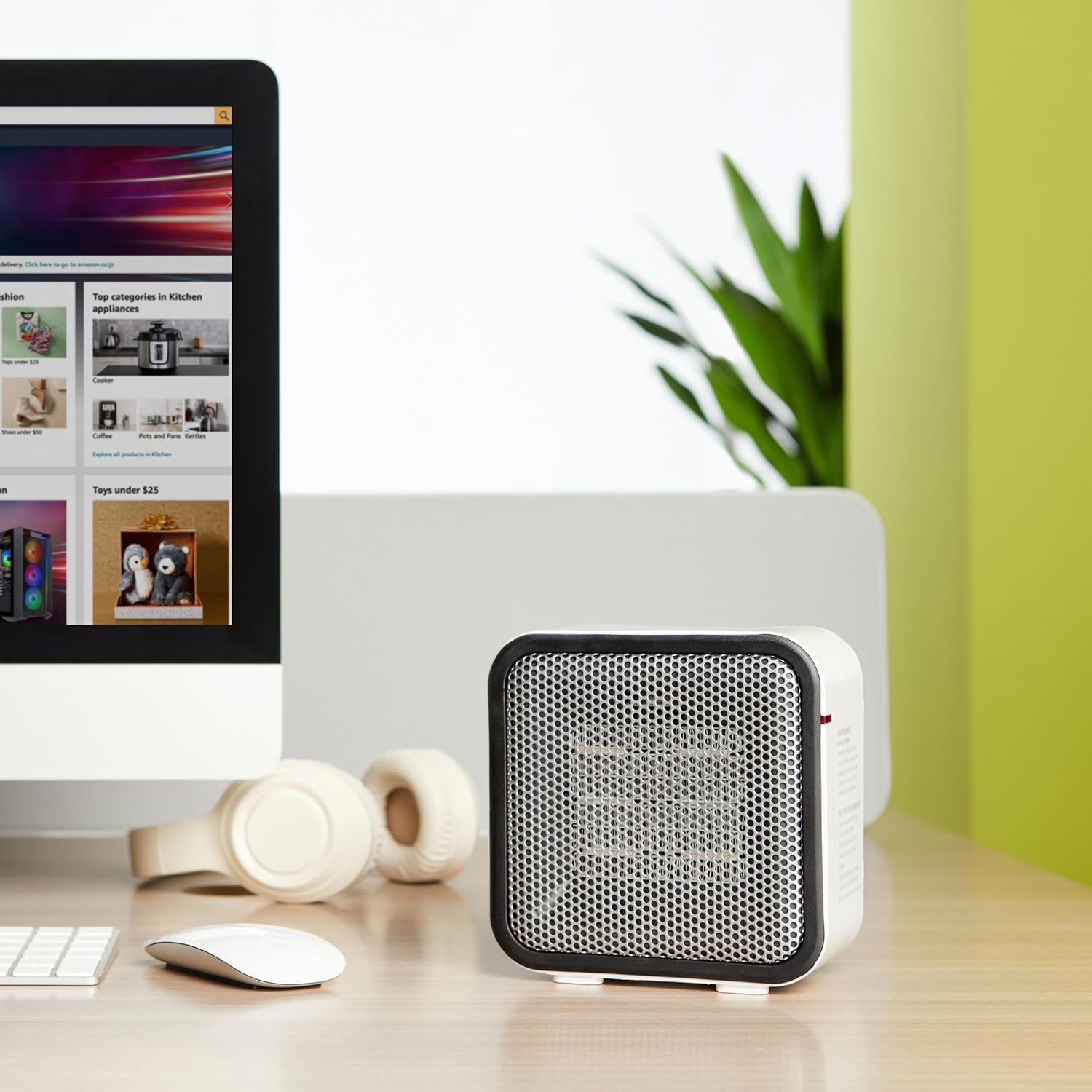 Ceramic Space Heater, Portable Mini Heater for Office Desk, 500W, With Tip-Over Protection, Lightweight 1.4 lbs