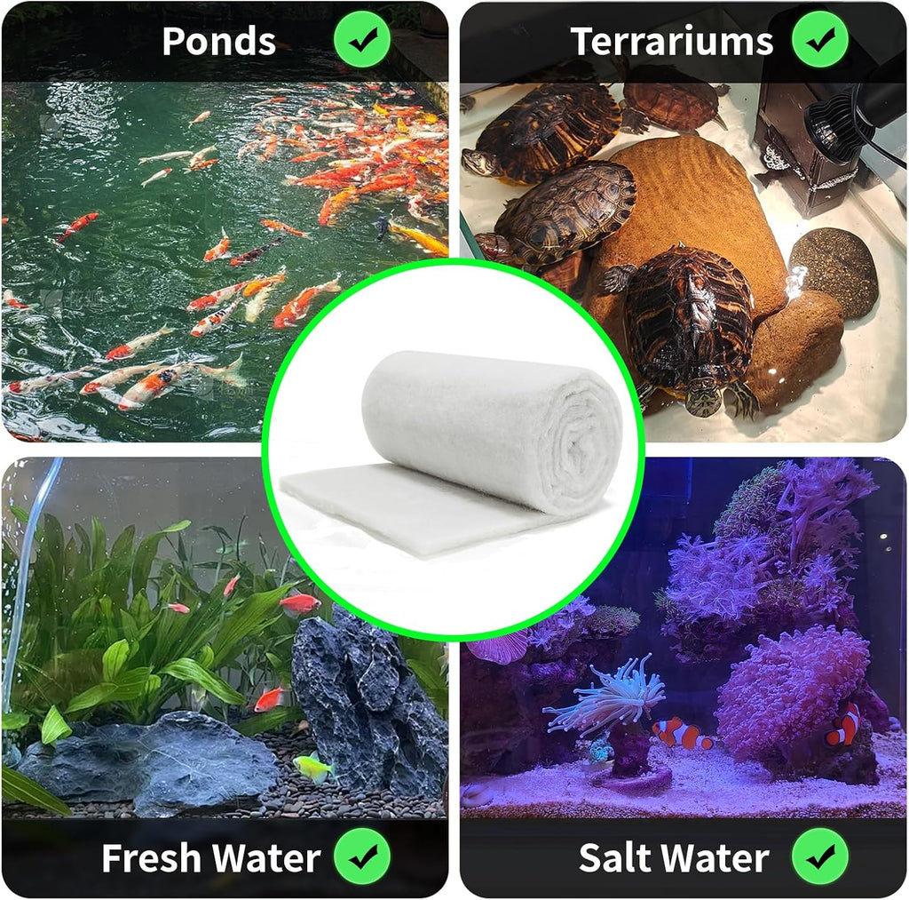 1'' Thick Aquarium Filter Floss 12"x 68" Poly Fiber Fish Tank Filter Media Water Polishing Filter Pad for Sump