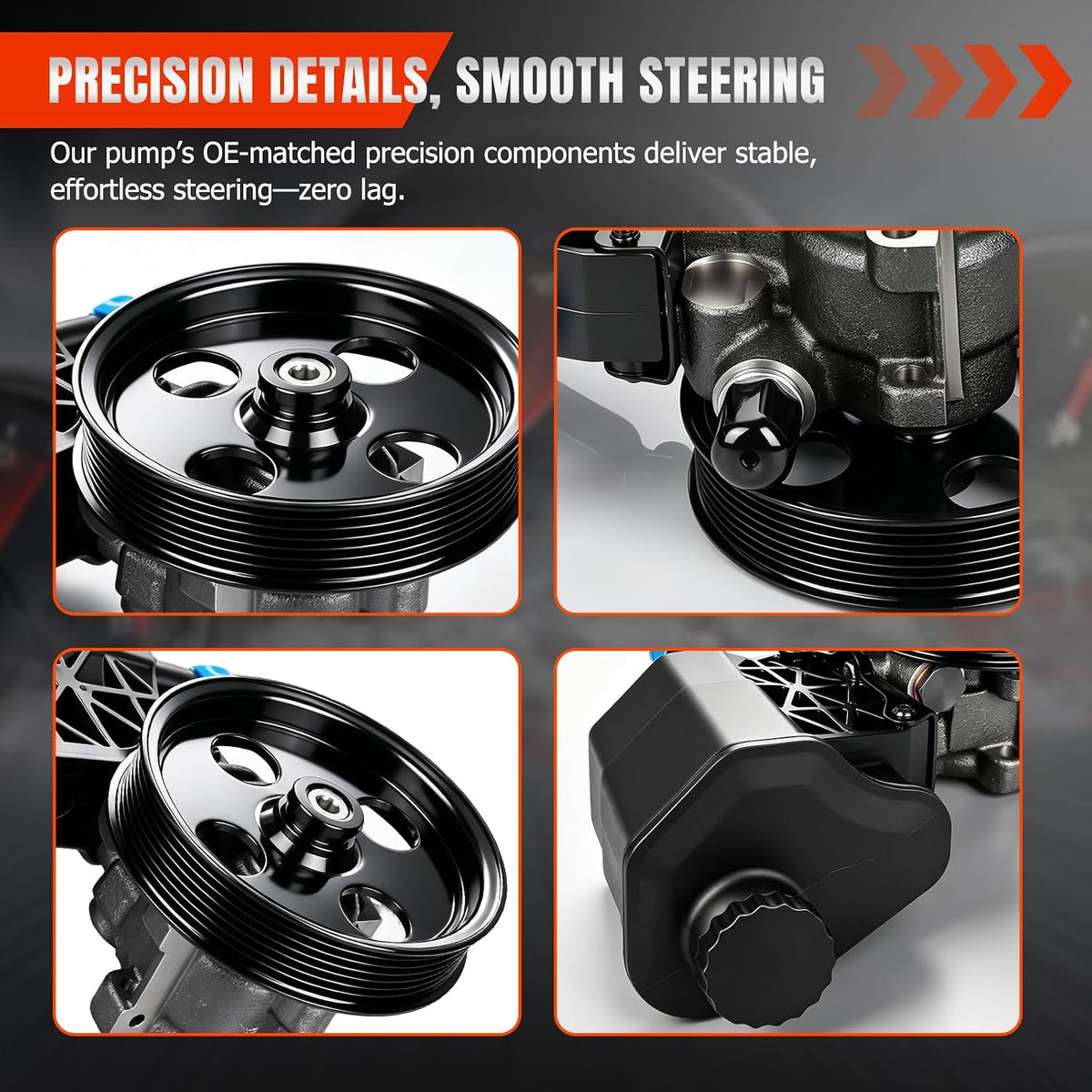 Power Steering Pump 20-70269 with Pulley Compatible with Ram 1500 2002 2003 2004 2005 2006 2007, Power Assist Pump Replace# 96-70269, 52113240AF