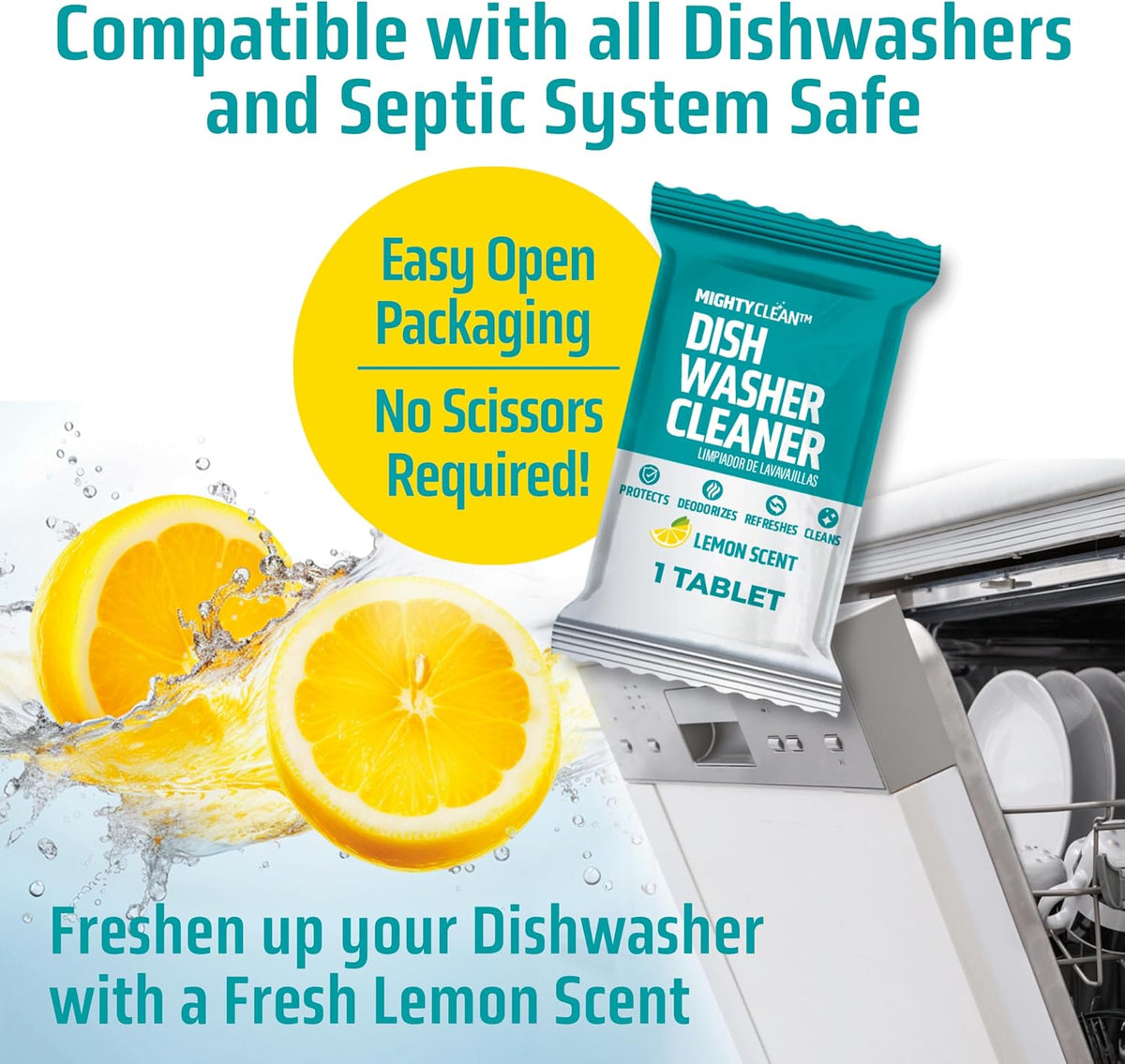 Dishwasher Cleaner And Deodorizer 24 Pack - 1 Year Supply Deep Clean Dishwasher Cleaner Tablets, Septic Safe