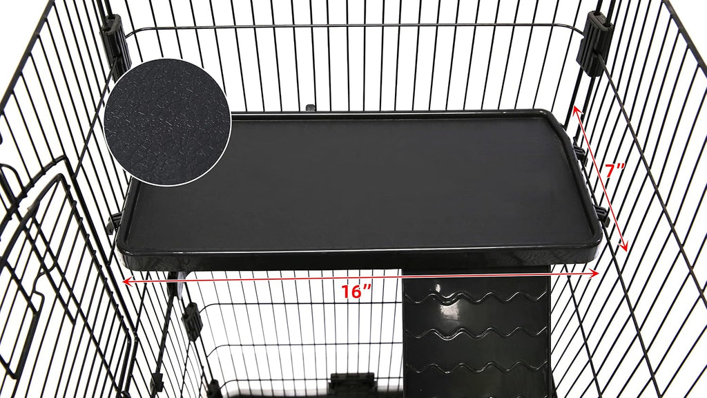 Rat Cage, Small Animal Cage for Ferret, Chinchilla, Guinea Pig | Lockable Wheels, Splash Guard, Easy-Clean Pull-Out
