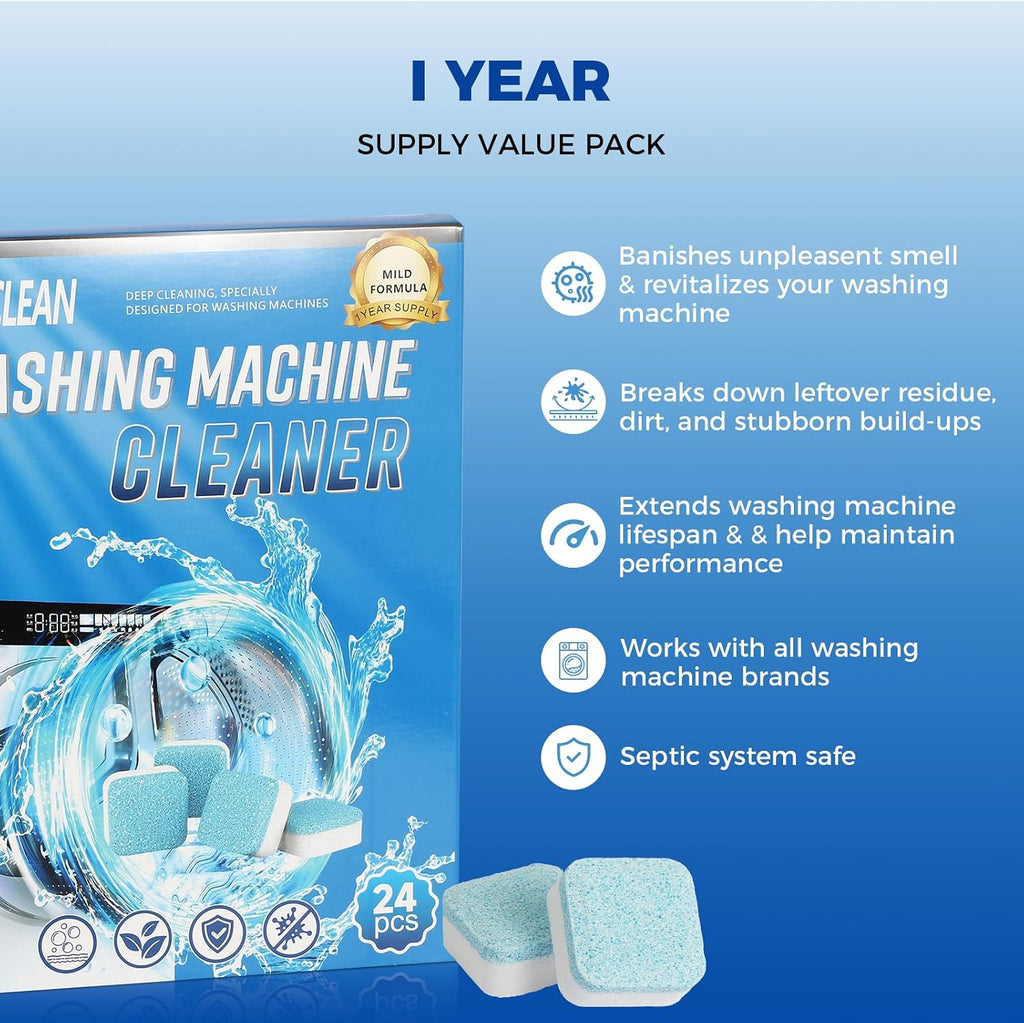 48 Washing Machine Cleaner Tablets, Descaler Odor Remover HE Washer