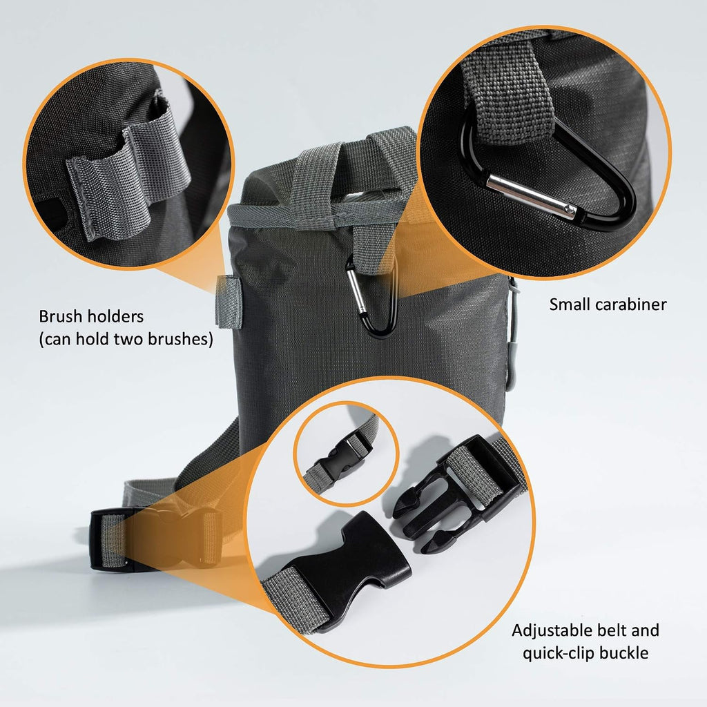 Chalk Bag for Rock Climbing, Climbing Chalk Bag for Bouldering with 2 Large Zipper Storage Pockets, Premium Gym Chalk