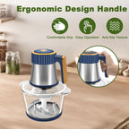 Food Processor, 5-Speed Food Chopper, Electric Meat Grinder, Blue | 2 Bowls (8 Cup+8 Cup) & 2 Sets of Blades, Meat