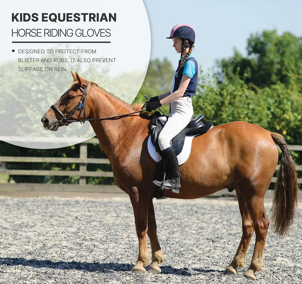 Kids Horse Riding Gloves Breathable Children Equestrian Horseback Anti-Slipping Boys & Girls Youth Outdoor Biking