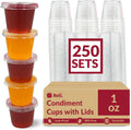 1 oz Small Containers with Lids 250 Sets | Plastic Portion Cups