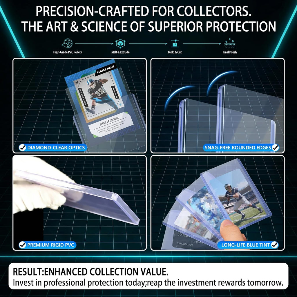 50 Top loaders and 50 Soft Penny Sleeves Bundle, 3" x 4" Rigid Hard Card Sleeves Protectors Compatible with Standard