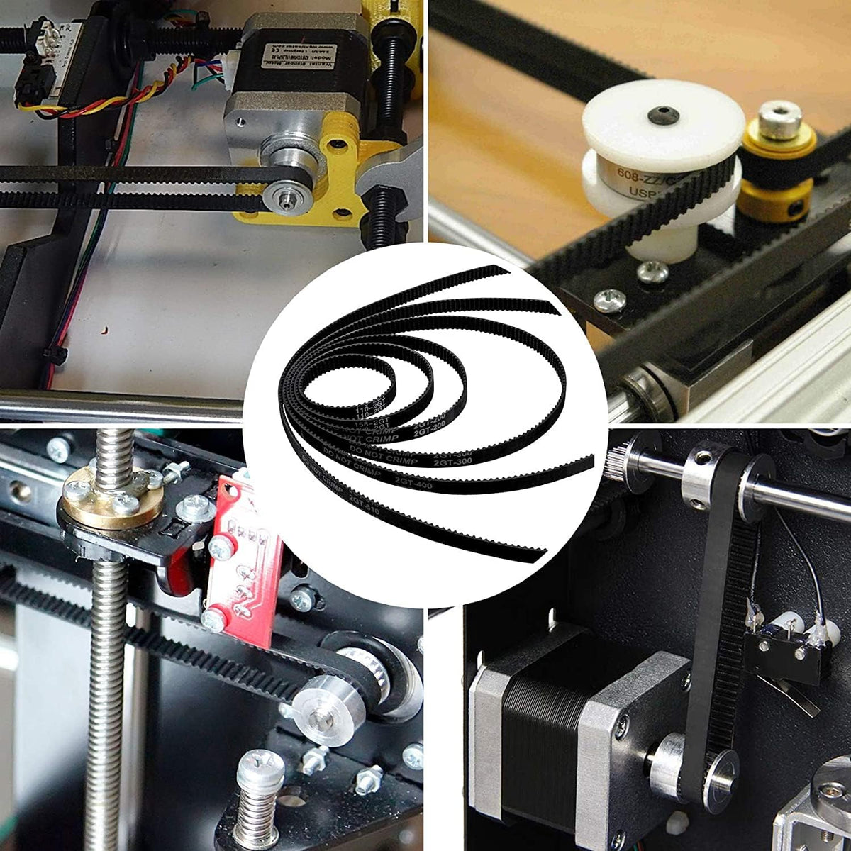 5pcs 400-2GT-6 Timing Belt Length=400mm Width=6mm Rubber Closed Loop GT2 Timing Belt for 3D Printer