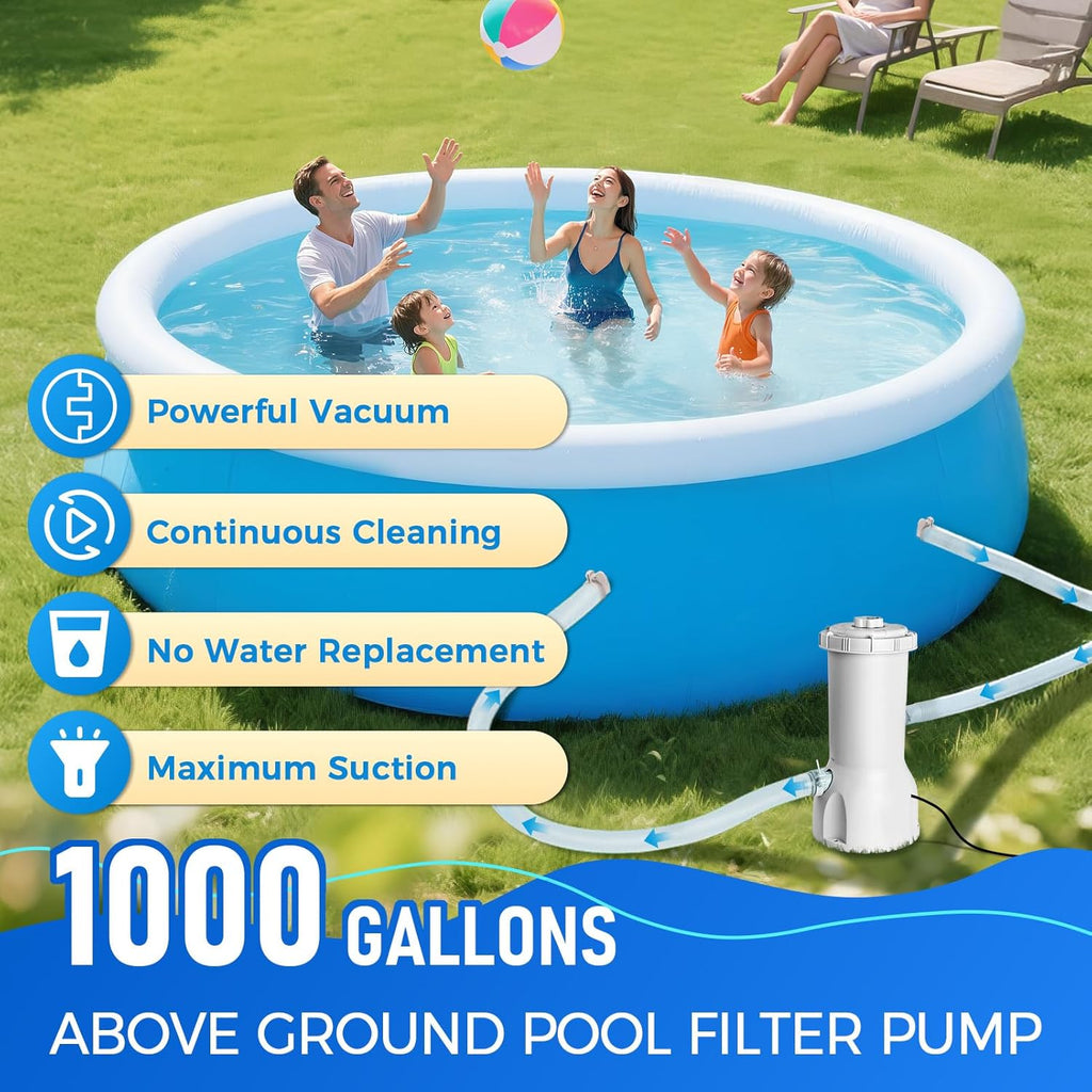 1000 Gallons Pool Filter Pump Above Ground, Swimming Pool Filter Cartridge Pump, Electric Pool Filters Pumps for