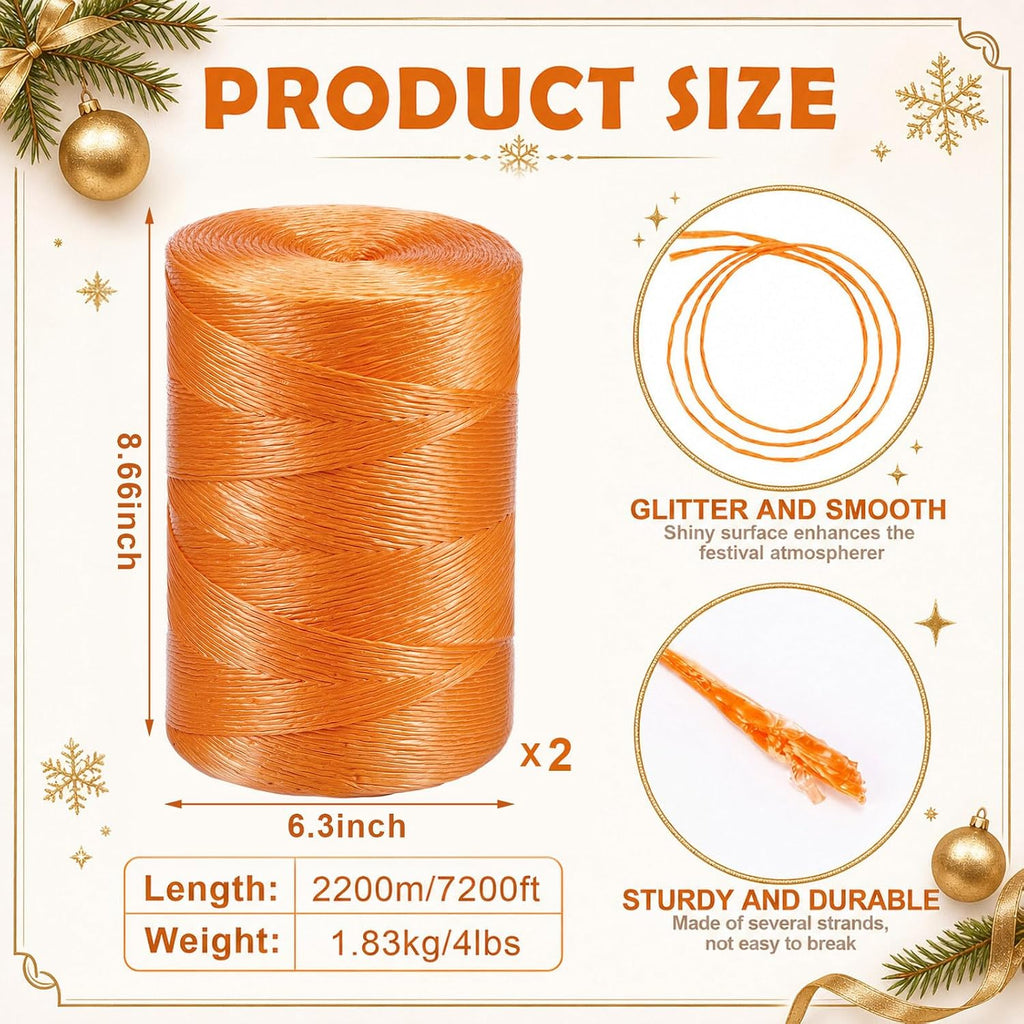 14400 ft Orange Hay Baling Twine, Thick Heavy Duty Poly Twine