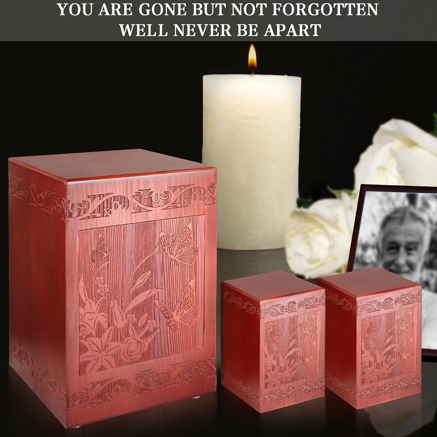 Wooden Cremation Urn for Human, Wood Handmade Engraved Decorative Box, Funeral Urns for Adult Male Female Burial or