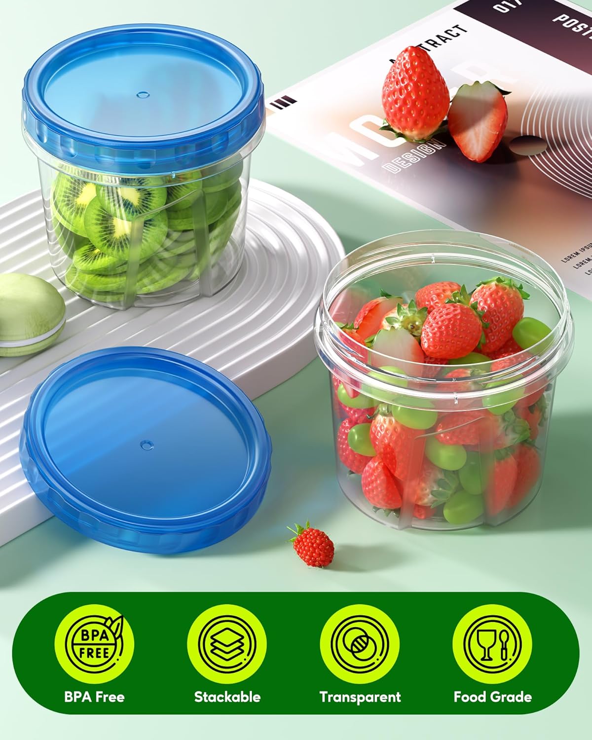 8 Pack-24 OZ Freezer Storage Containers, Plastic Soup Container with Lids, BPA Free Food Storage Containers with
