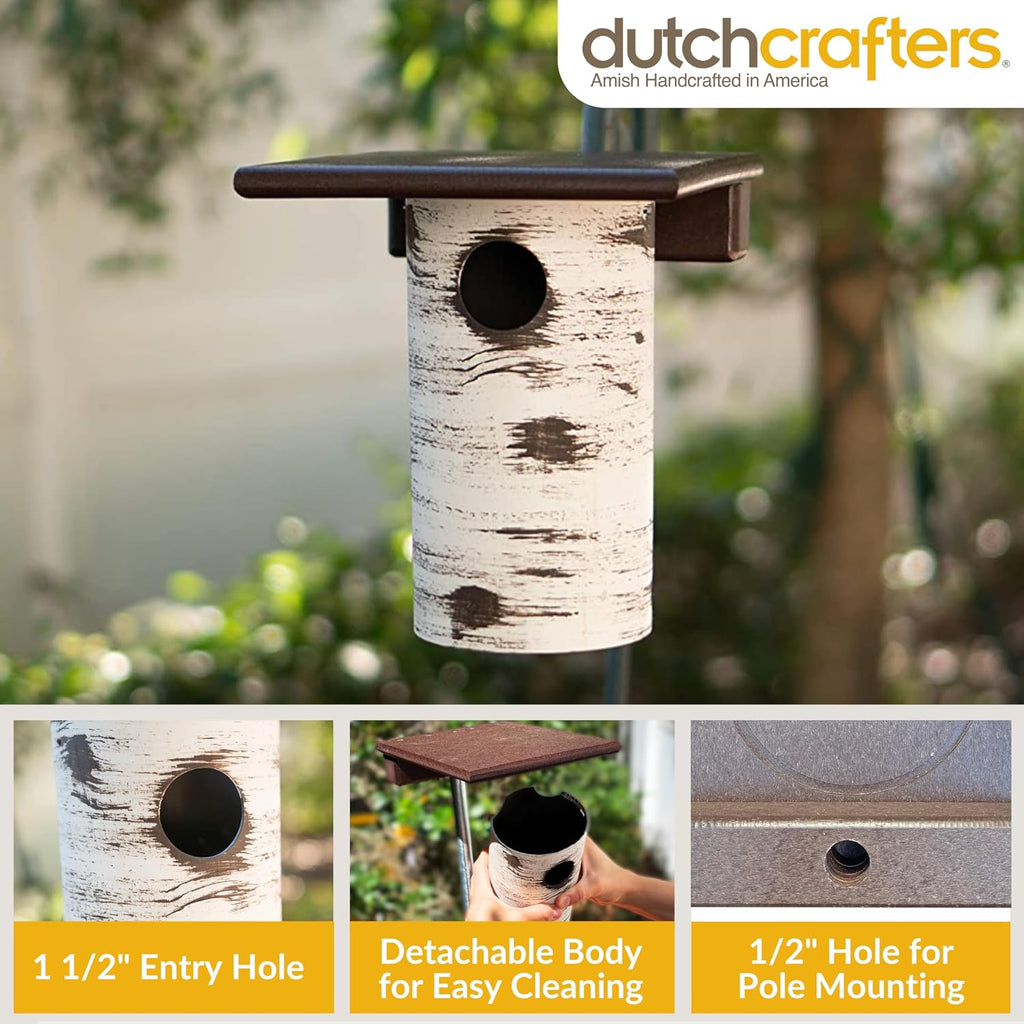 Pole Mount Gilbertson Bluebird House with Removable Base, Durable Weatherproof Birdhouse Blue Bird Nesting Box for