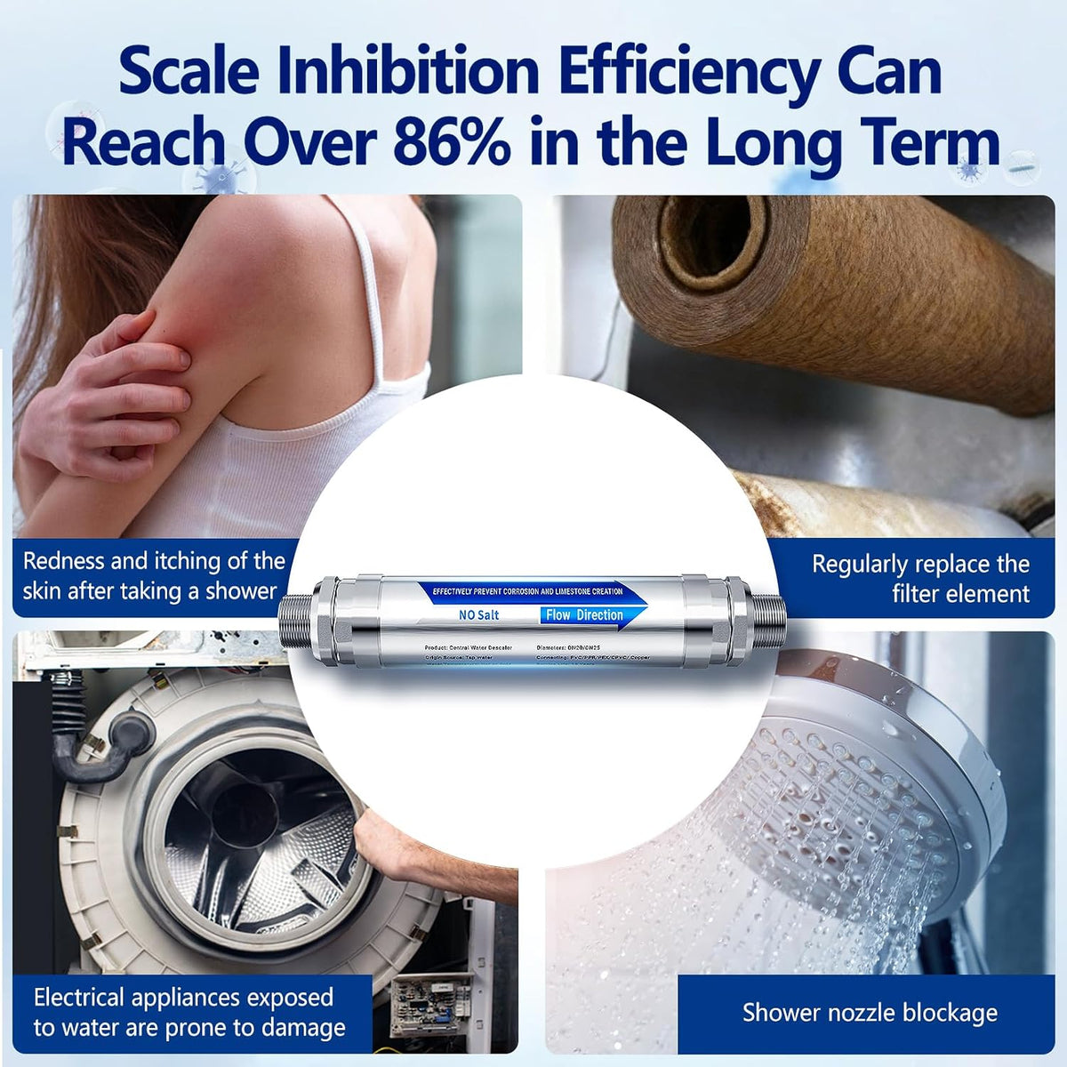 Scale Water Softener System,Salt-Free Water Descaler Whole House