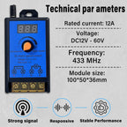 DC 12V-60V 12A PWM Motor Speed Controller w/ 2 Wireless Remotes