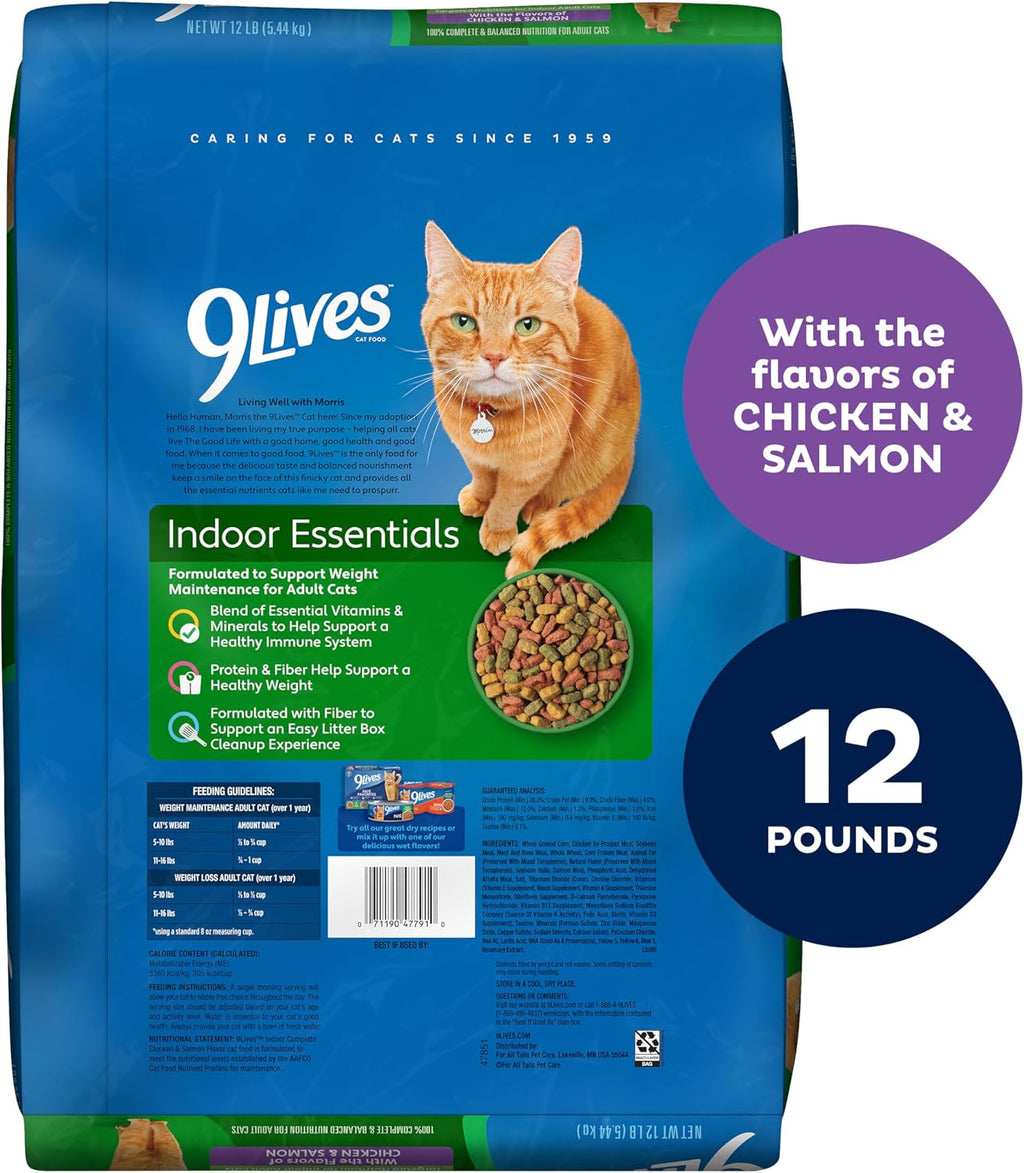 Indoor Essentials Dry Cat Food with Chicken & Salmon, 12 lb. Bag
