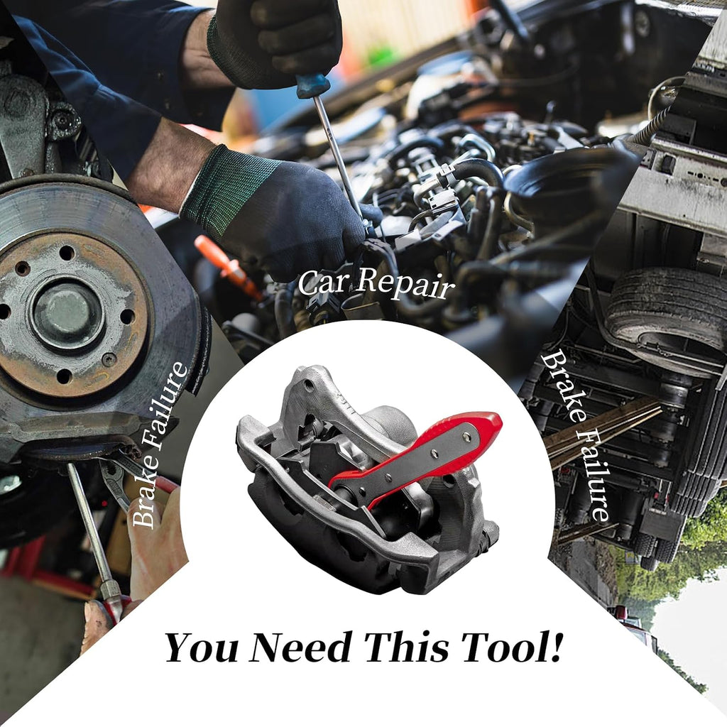 Brake Caliper Compression Tool, Caliper Piston Compressor Tool With Additional 2 pcs Large Steel Plate and 2 Hooks