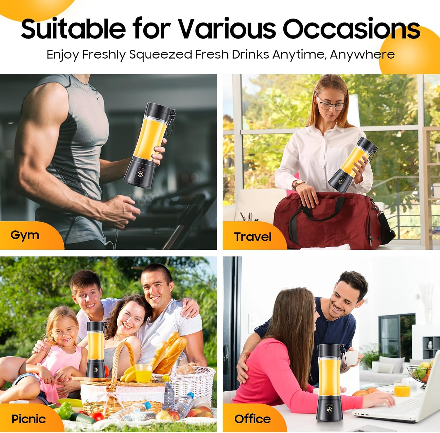Portable Blender Personal Size Blender Make Smoothies, 12oz Mini Travel Cup