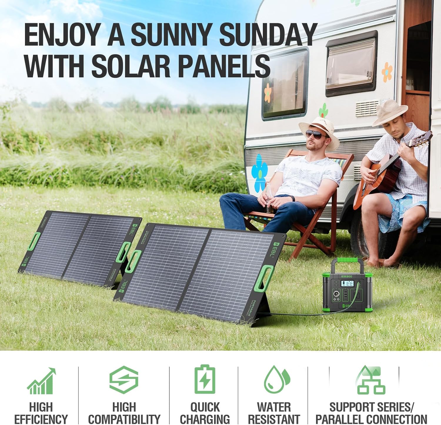 100W Portable Solar Panel for Power Station, IP65 Waterproof Foldable | 18V Foldable Solar Charger for