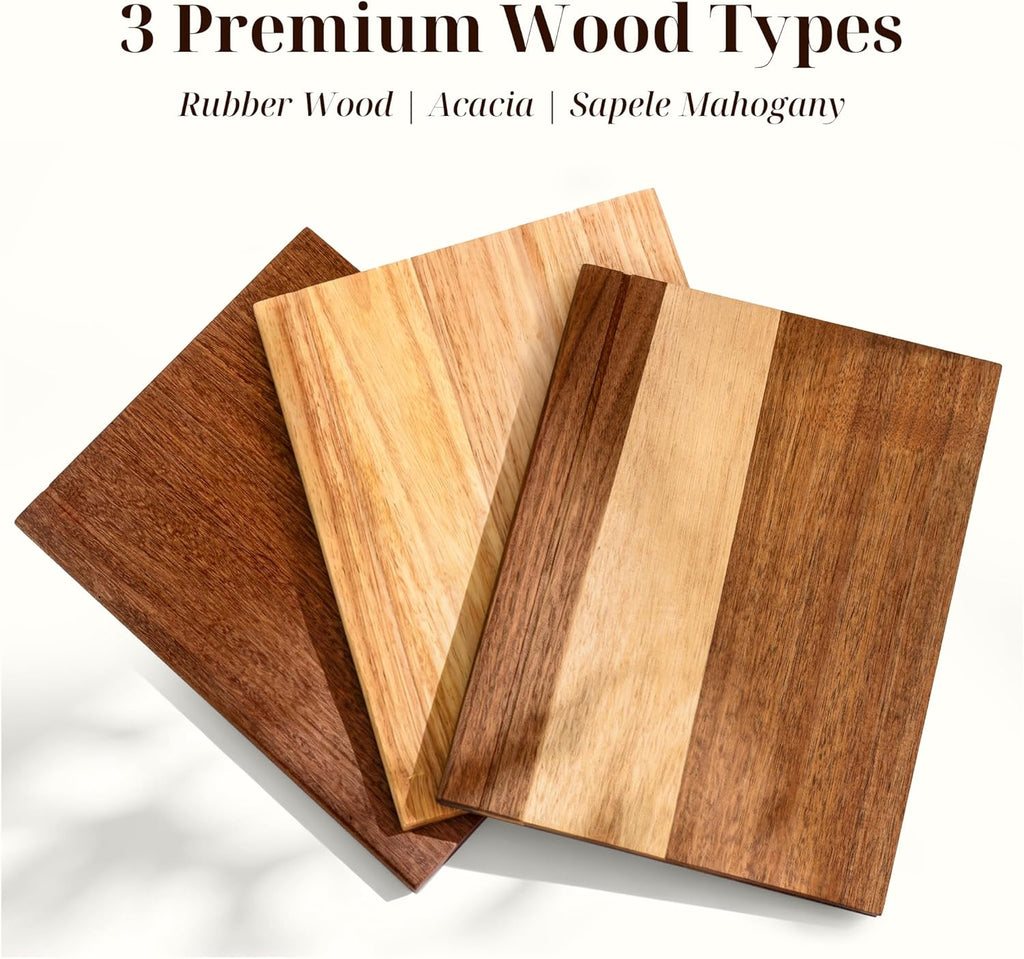 Book Cutting Board Set with Wooden Stand-Wooden Kitchen Cutting Boards That Look Like Books for Vegetables Cheese