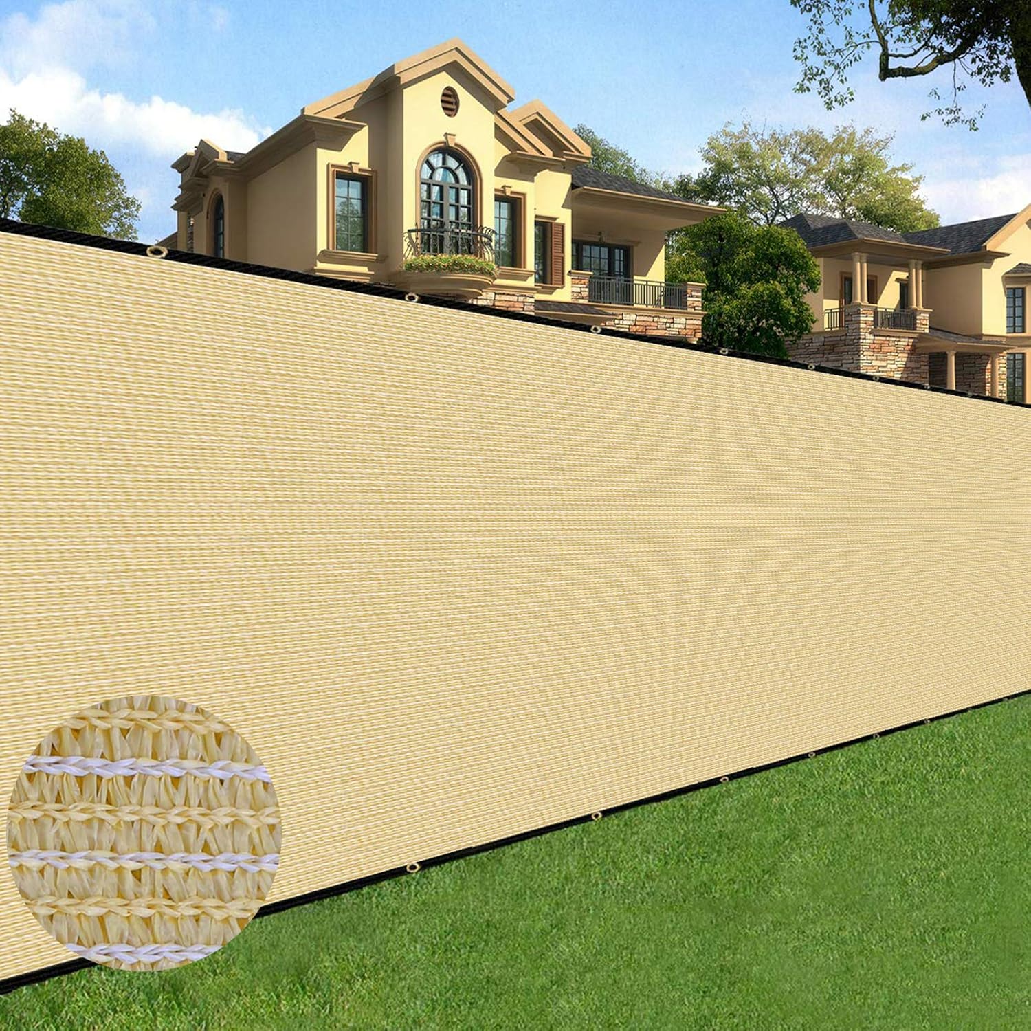 6 ft x 50 ft Privacy Screen Fence Heavy Duty Fence Cover Sand